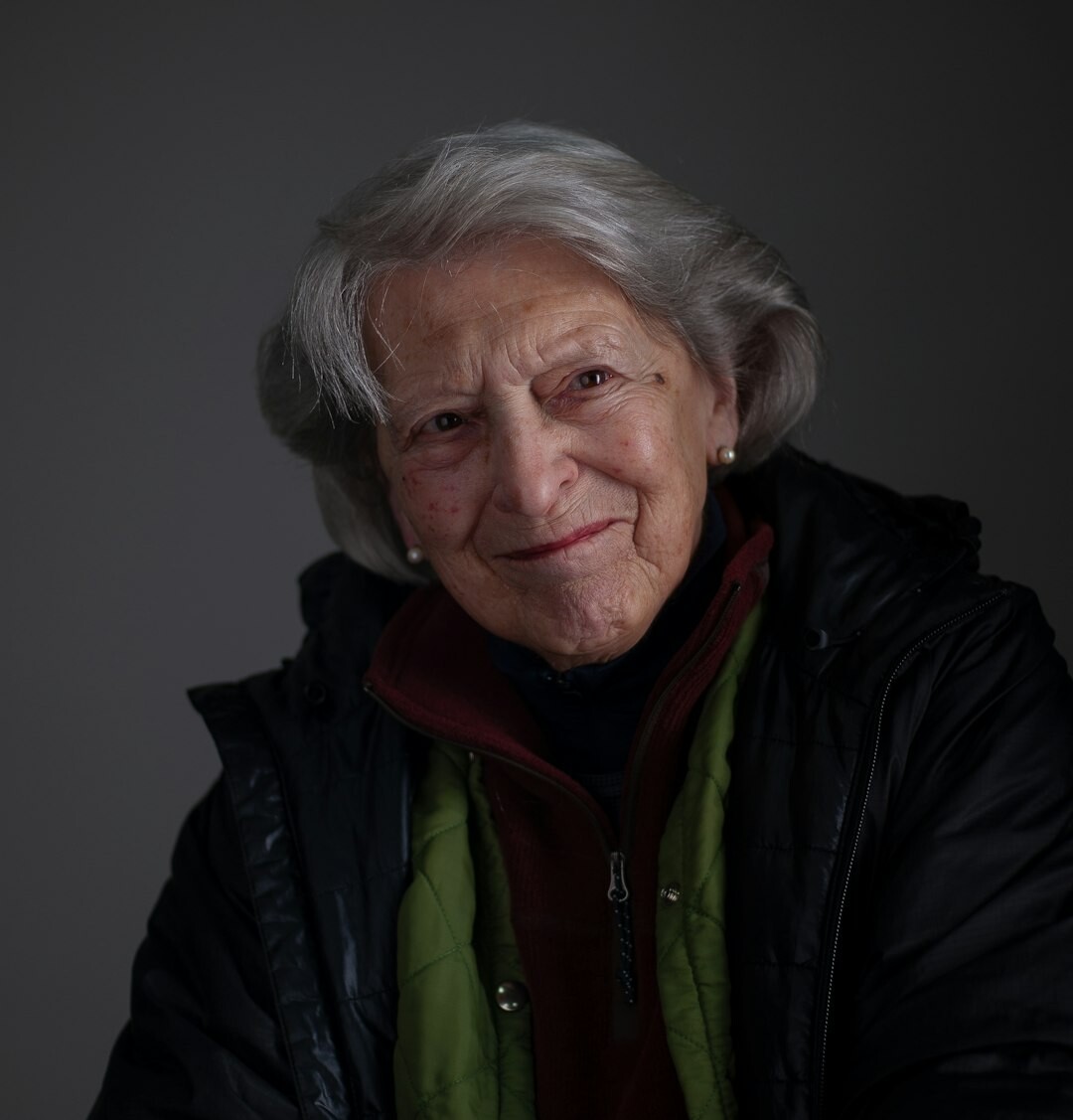 Portrait of a smiling senior woman with grey hair